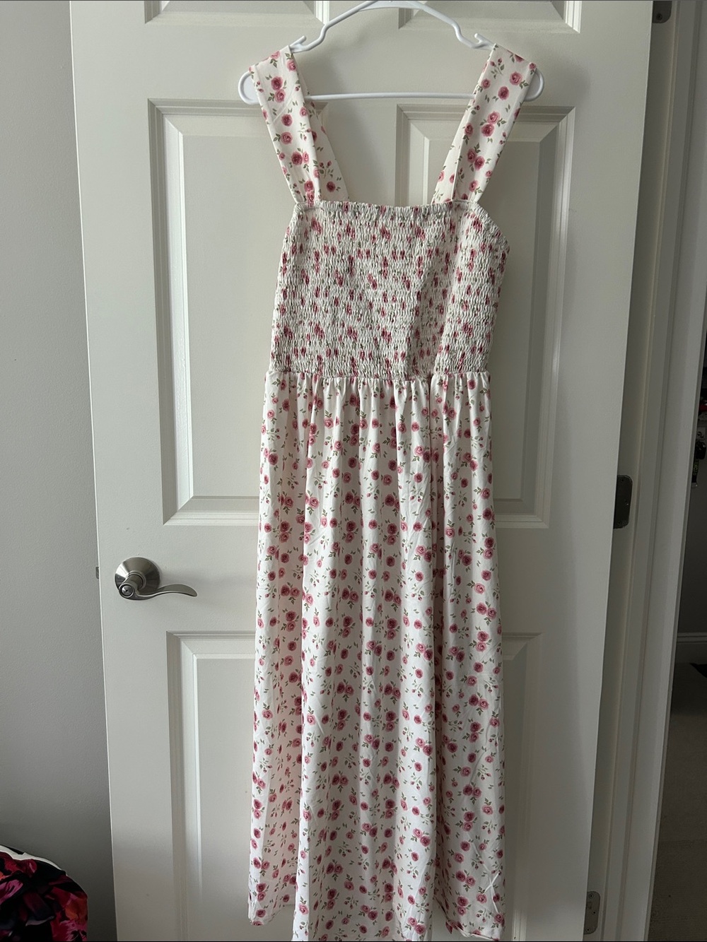 NWT Cider White Maxi Dress with Pink Floral Print XL